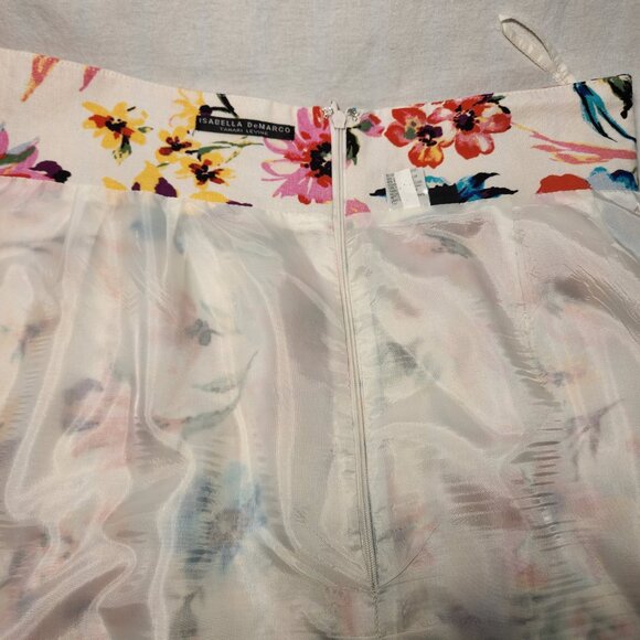 ISABELLA DeMARCO Feminine Romantic Linen Blend Ivory Floral Print Skirt Size 12. - Picture 9 of 16